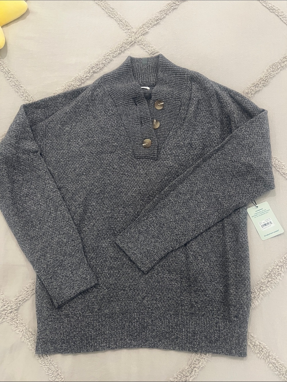 NWT Women’s Tommy John Gray Button-Neck Sweater